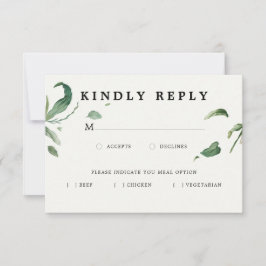 Minimale Elegante Groene RSVP met Maaltijdoptie Kaartje