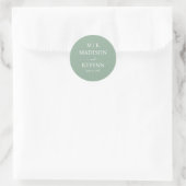 Minimale & Elegante Groene & Witte Monogram Bruilo Ronde Sticker (Tas)