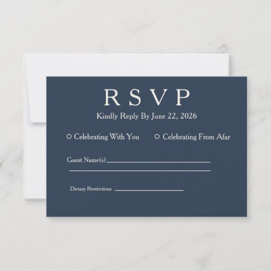 Minimale Elegante Haven Blauwe RSVP Kaart (Voorkant)