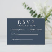 Minimale Elegante Haven Blauwe RSVP Kaart (Staand voorkant)