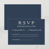Minimale Elegante Haven Blauwe RSVP Kaart (Voorkant / Achterkant)