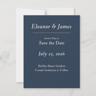Minimale Elegante Havenblauwe Save the Date
