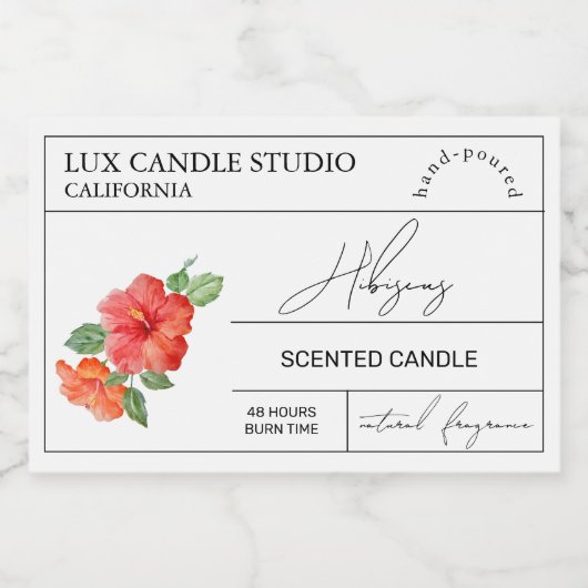 Minimale Elegante Hibiscus Kaarsenpot Label Voedselcontainer Etiket (Enkel label)