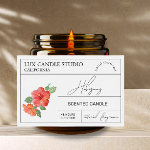 Minimale Elegante Hibiscus Kaarsenpot Label Voedselcontainer Etiket