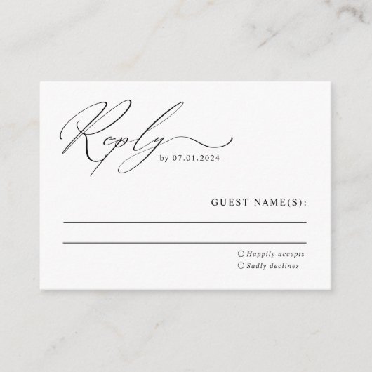 Minimale Elegante Huwelijks-RSVP-Kaart Informatiekaartje (Voorkant)