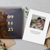 Minimale Elegante Huwelijksfoto Sla de Datum op Folie Uitnodiging