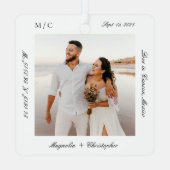 Minimale Elegante Huwelijksreis Fotoherinnering Metalen Ornament (Achterkant)