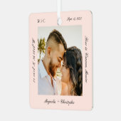 Minimale Elegante Huwelijksreis Fotoherinnering Metalen Ornament (Voorkant links)