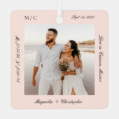 Minimale Elegante Huwelijksreis Fotoherinnering Metalen Ornament (Achterkant)