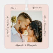 Minimale Elegante Huwelijksreis Fotoherinnering Metalen Ornament (Voorkant)