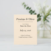 Minimale Elegante Ivoor Save the Date Kaart (Staand voorkant)