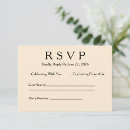 Minimale Elegante Ivoren RSVP Kaart