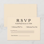 Minimale Elegante Ivoren RSVP Kaart (Voorkant / Achterkant)