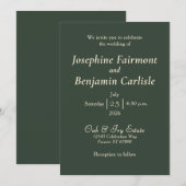 Minimale Elegante Jachtgroene Uitnodiging (Voorkant / Achterkant)