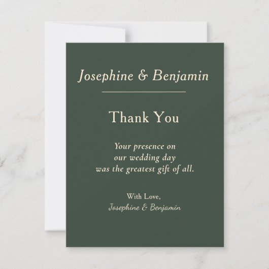 Minimale Elegante Jager Groen Bedankkaart (Voorkant)