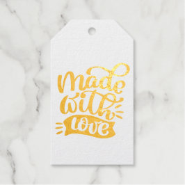 Minimale elegante kalligrafie gemaakt met liefde cadeaulabels