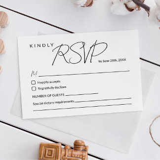 Minimale Elegante Kalligrafie Huwelijks-RSVP-Kaart RSVP Kaartje