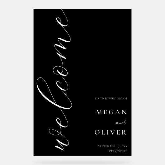 Minimale Elegante Kalligrafie Script Bruiloft Welk Acryl Bord (Voorkant)