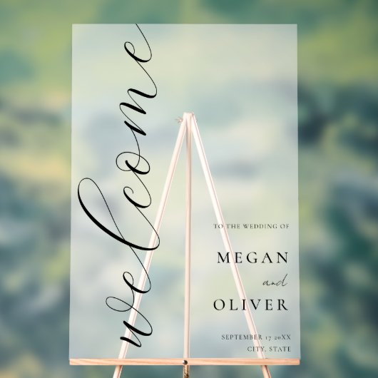 Minimale Elegante Kalligrafie Script Bruiloft Welk Acryl Bord (Neutraal)