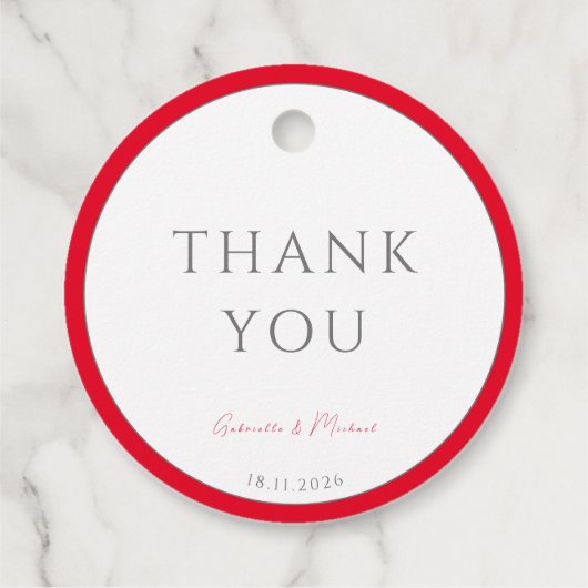 Minimale Elegante Kersenrood Eenvoudige Bruiloft Bedankjes Labels (Achterkant)