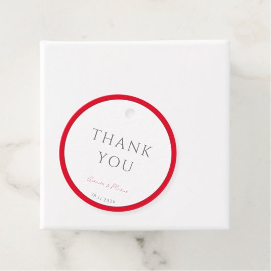 Minimale Elegante Kersenrood Eenvoudige Bruiloft Bedankjes Labels (In situ)