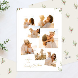 Minimale Elegante Kerst Botanische 7 foto's Feestdagenkaart