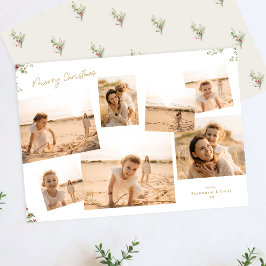 Minimale Elegante Kerst Botanische 7 Foto's  Feestdagenkaart