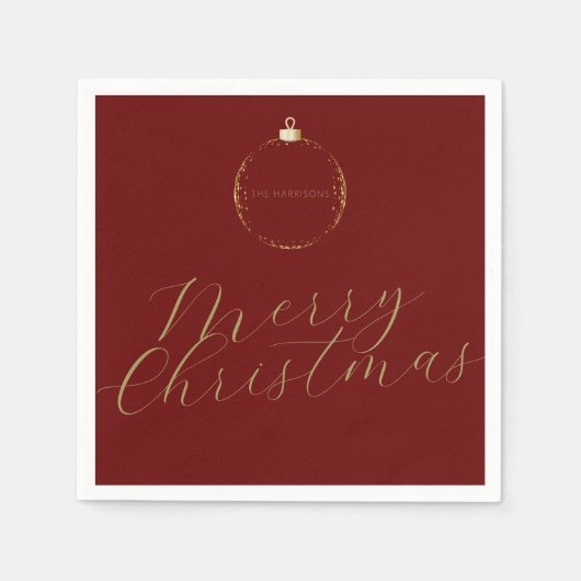 Minimale Elegante Kerstmis Bauble Faux Gold Folie Servet (Voorkant)