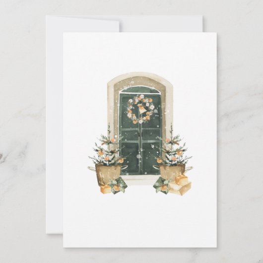 Minimale Elegante Kerstwinter Housewarming Kaart (Achterkant)