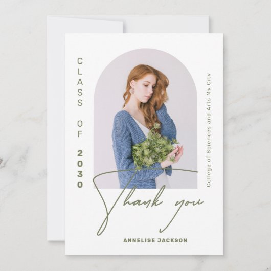 Minimale elegante klasse van het afstuderen van de bedankkaart (Voorkant)
