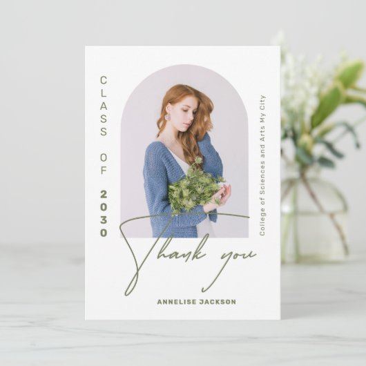 Minimale elegante klasse van het afstuderen van de bedankkaart (Staand voorkant)