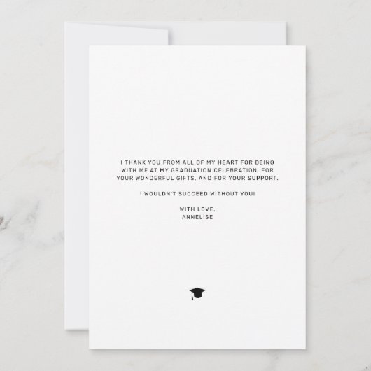 Minimale elegante klasse van het afstuderen van de bedankkaart (Achterkant)
