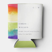 Minimale elegante kleurrijke regenboogbruiloft blikjeskoeler (Voorkant)