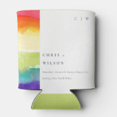 Minimale elegante kleurrijke regenboogbruiloft blikjeskoeler (Achterkant)