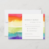 Minimale elegante kleurrijke regenboogbruiloft RSVP kaartje (Voorkant)