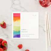 Minimale elegante kleurrijke regenboogbruiloft servet (Insitu)
