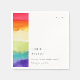 Minimale elegante kleurrijke regenboogbruiloft servet