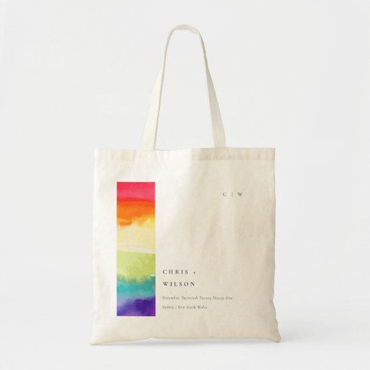 Minimale elegante kleurrijke regenboogbruiloft tote bag (Voorkant)