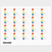 Minimale elegante kleurrijke regenboogbruiloft vierkante sticker (Vel)