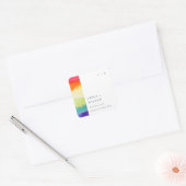 Minimale elegante kleurrijke regenboogbruiloft vierkante sticker (Envelop)