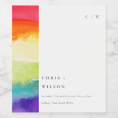 Minimale elegante kleurrijke regenboogbruiloft wijn etiket (Enkel label)