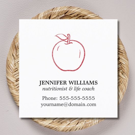 Minimale Elegante Koele Rode Appel Voedingsdeskund Vierkante Visitekaartje