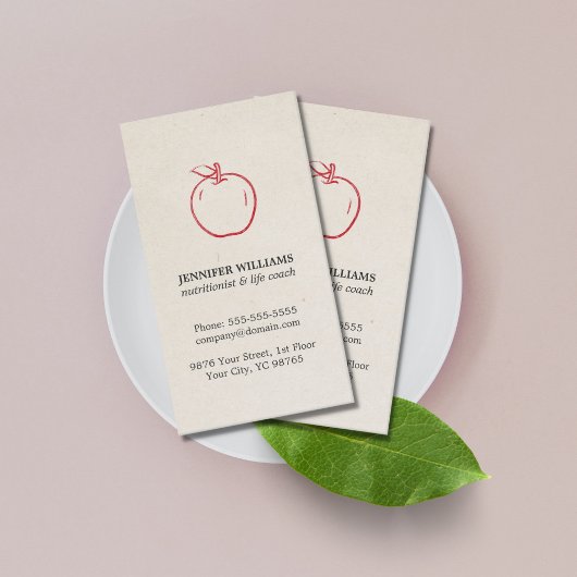 Minimale Elegante Koele Rode Appel Voedingsdeskund Visitekaartje