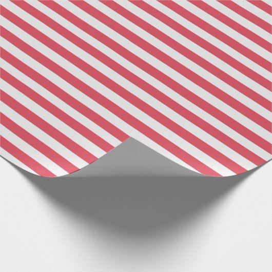 Minimale Elegante koraal Roze Rood Witte Strepen Cadeaupapier (Hoek)