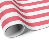 Minimale Elegante koraal Roze Rood Witte Strepen Cadeaupapier (Rol Hoek)