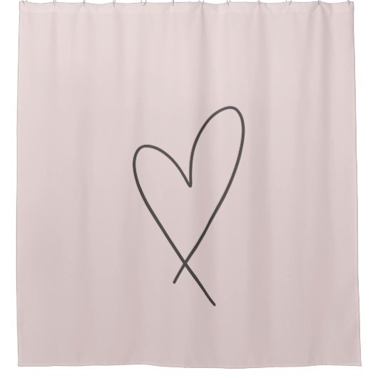 Minimale elegante lijn Kunst Hart Wedding Blush Pi Douchegordijn (Voorkant)
