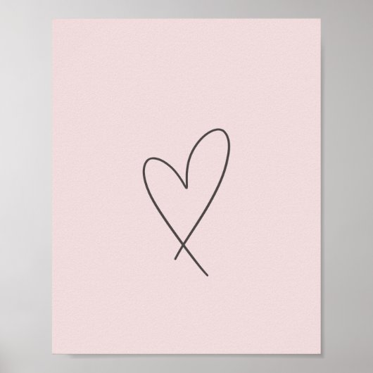 Minimale elegante lijn Kunst Hart Wedding Blush Pi Poster (Voorkant)