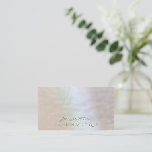 Minimale elegante luxe eenvoudige parelholografisc visitekaartje (Staand voorkant)