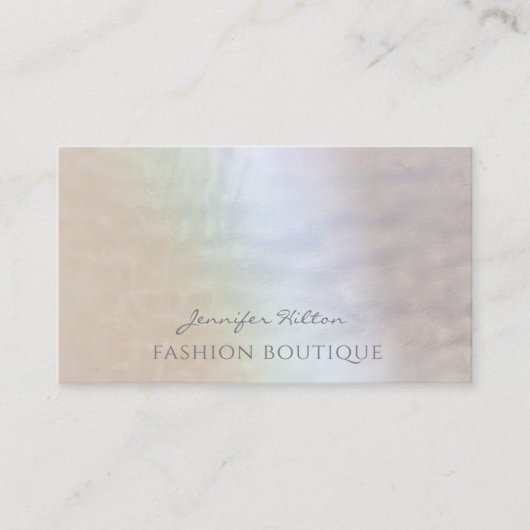 Minimale elegante luxe eenvoudige parelholografisc visitekaartje (Voorkant)