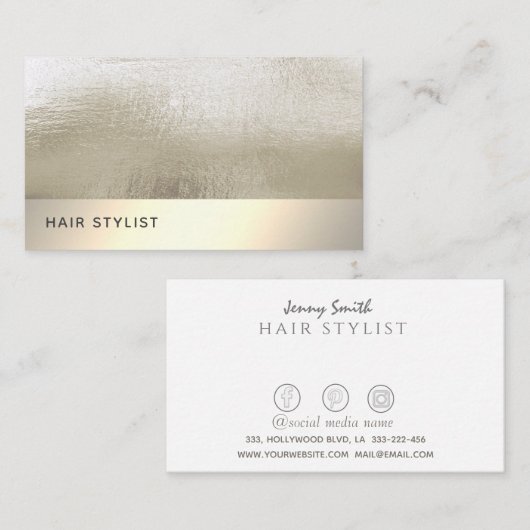 Minimale elegante luxebladgoud visitekaartje (Voorkant / Achterkant)